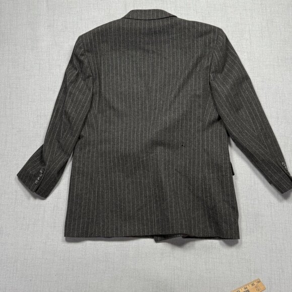 VTG Burberry London Kensington Pinstripe Blazer Wool Double Breasted 42 Reg - Picture 2 of 13